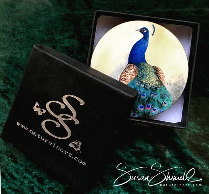 Peacock Coaster with Presentation Gift Box