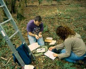Susan Shimed and Colin Morris bat survey early 2001